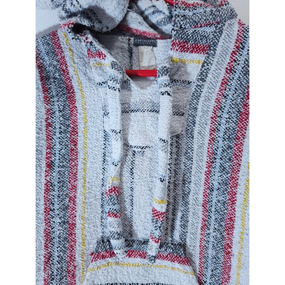 Earthbound Trading Co Baja Hoodie Striped Pullover Sweatshirt Medium Cotton Blen - Picture 7 of 14